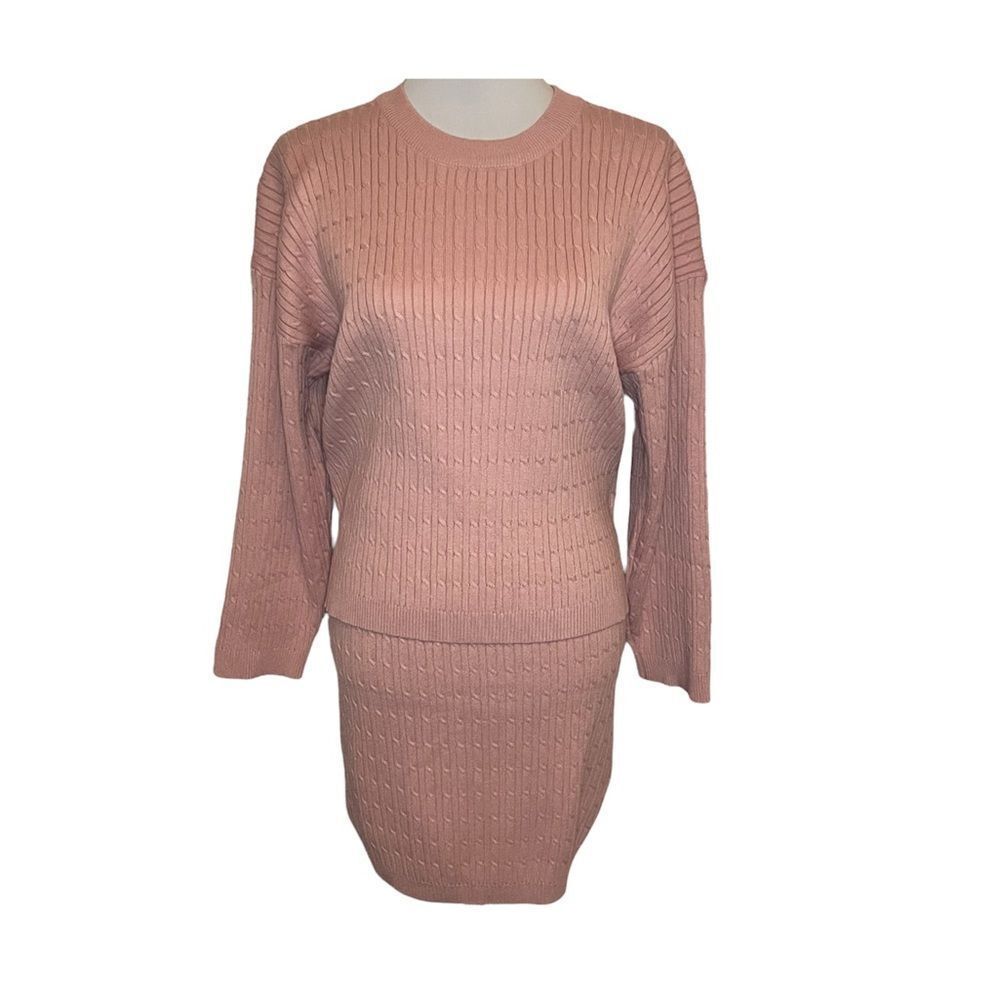 Dusty Rose Sweater and Skirt Matching Set size Small